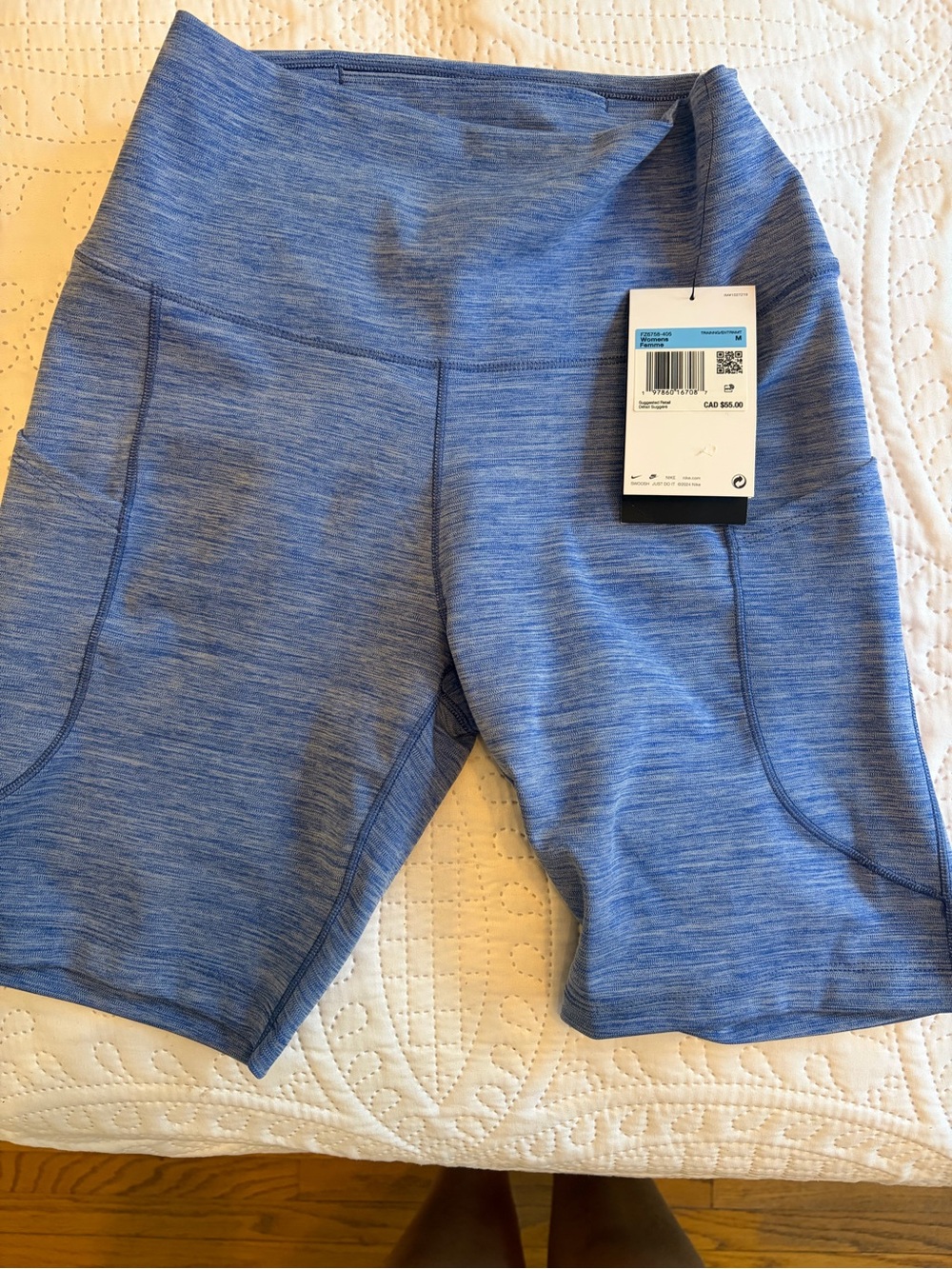 Nike Light Blue High-Rise Bike Shorts with Side Pockets